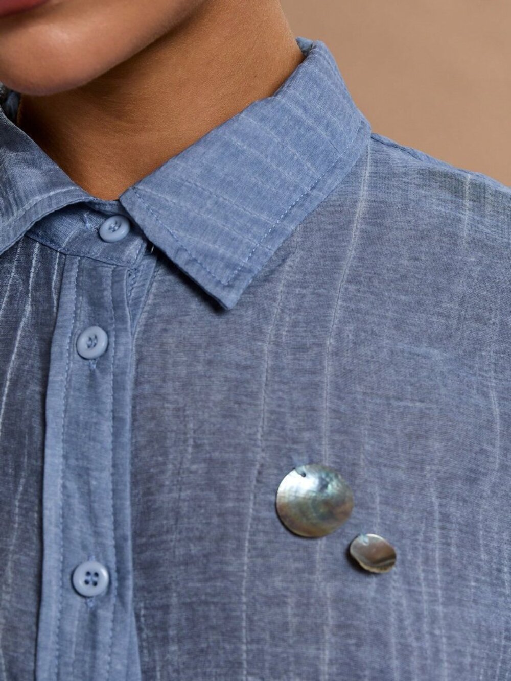 Baby Blue Casual Women's Long Sleeve Blouse - Picture 8 of 8